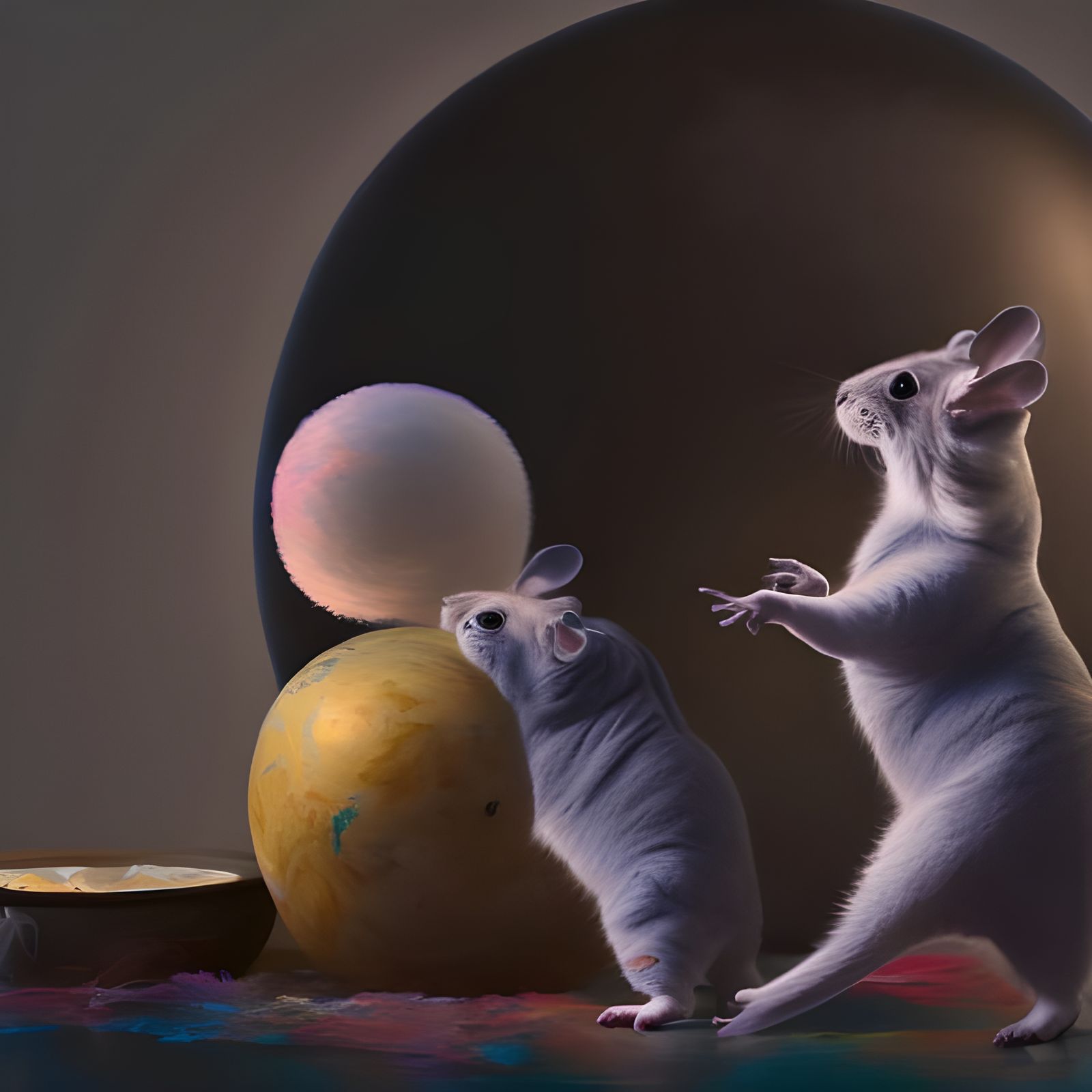 Chinchilla Family Portrait in Hyperreal Style