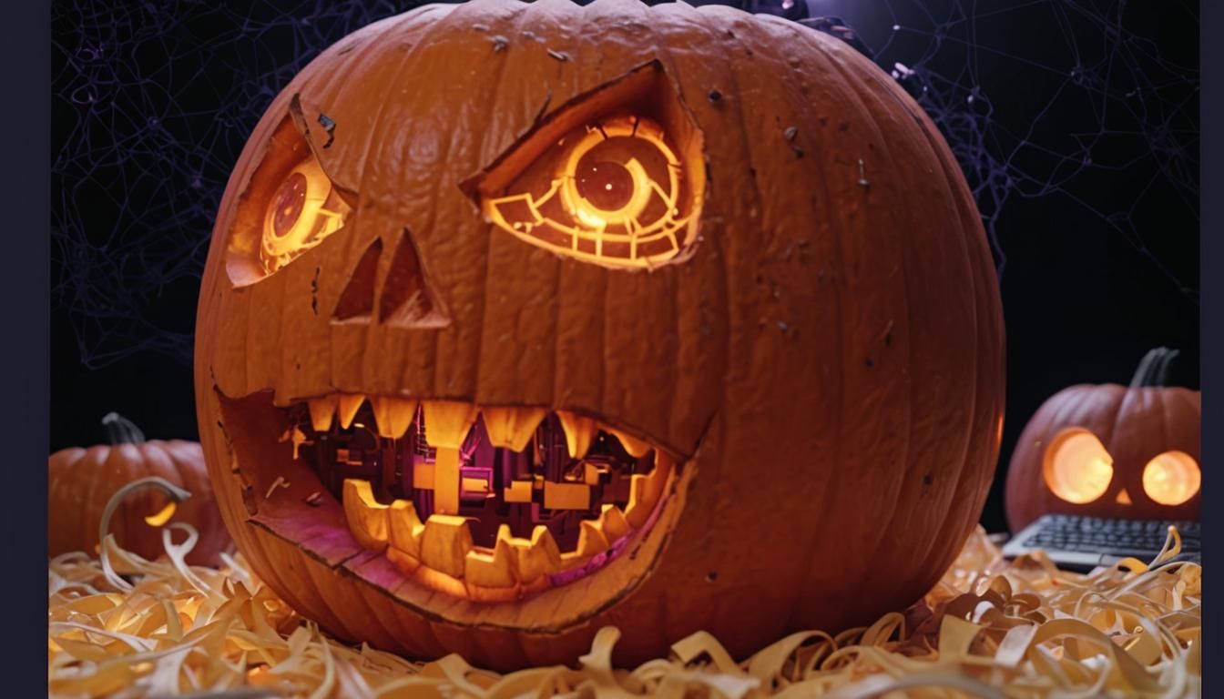 Surreal Halloween Pumpkin Computer Tower in Digital Art