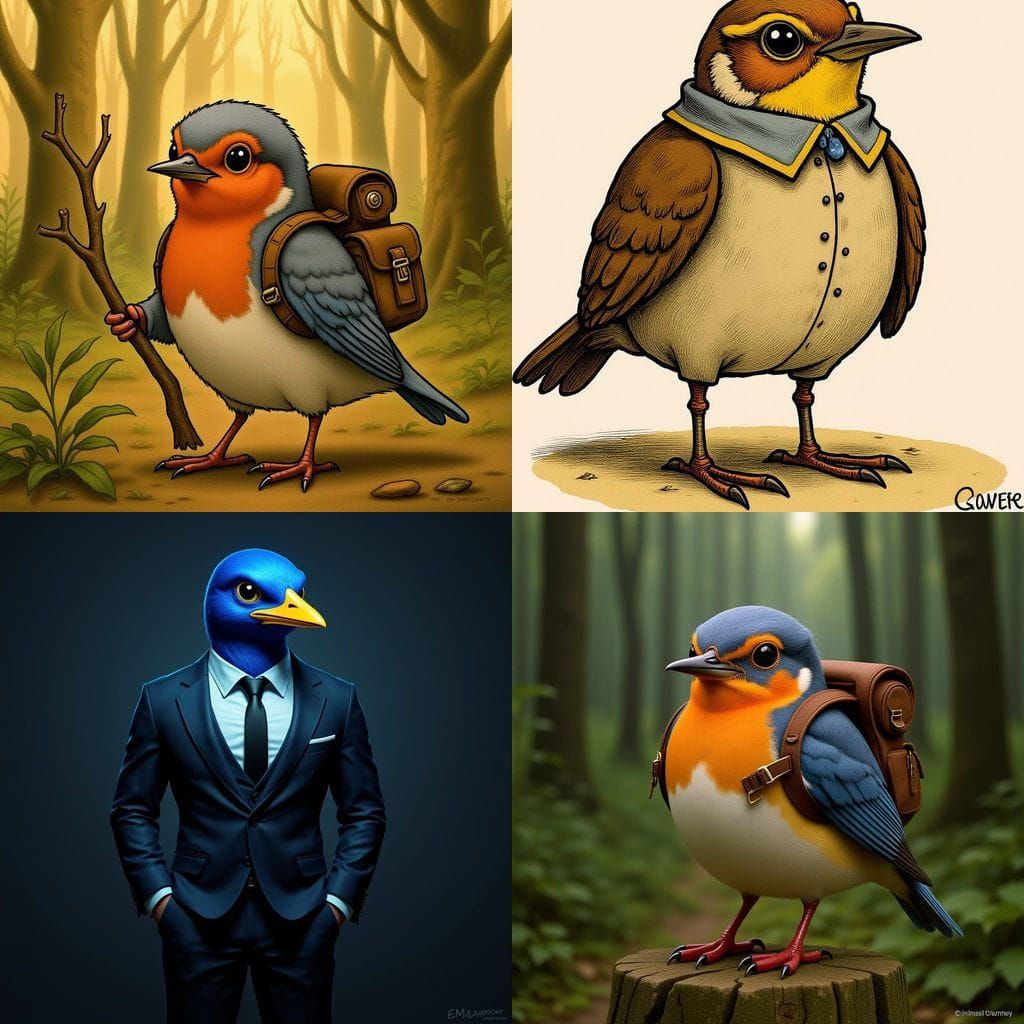 Anthropomorphic Robin Displaying Human-like Pride