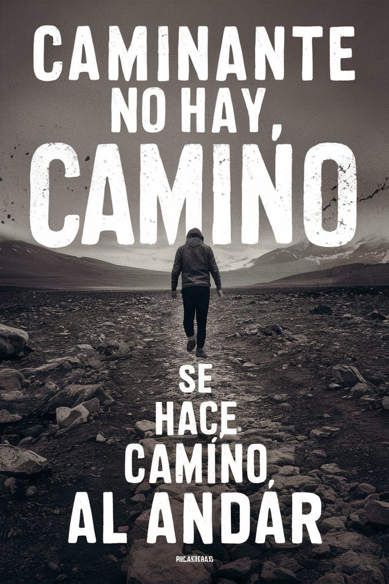 Solitary Walker in Desolate Landscape