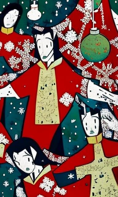 Surreal Christmas Crucifixion in Fantasy Art Style