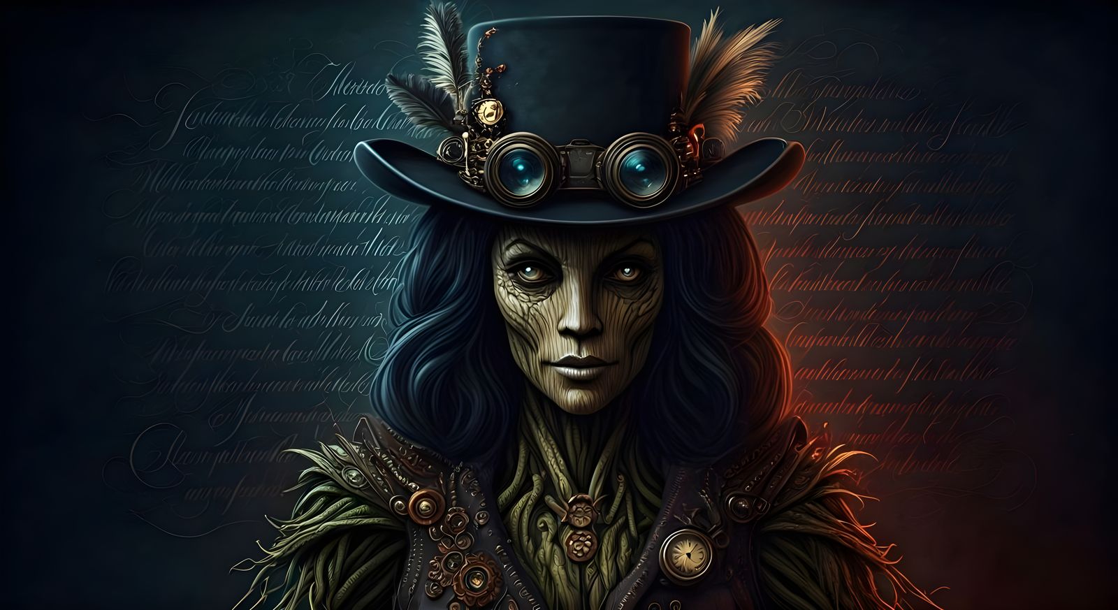 Steampunk Groot Portrait with Calligraphic Lettering