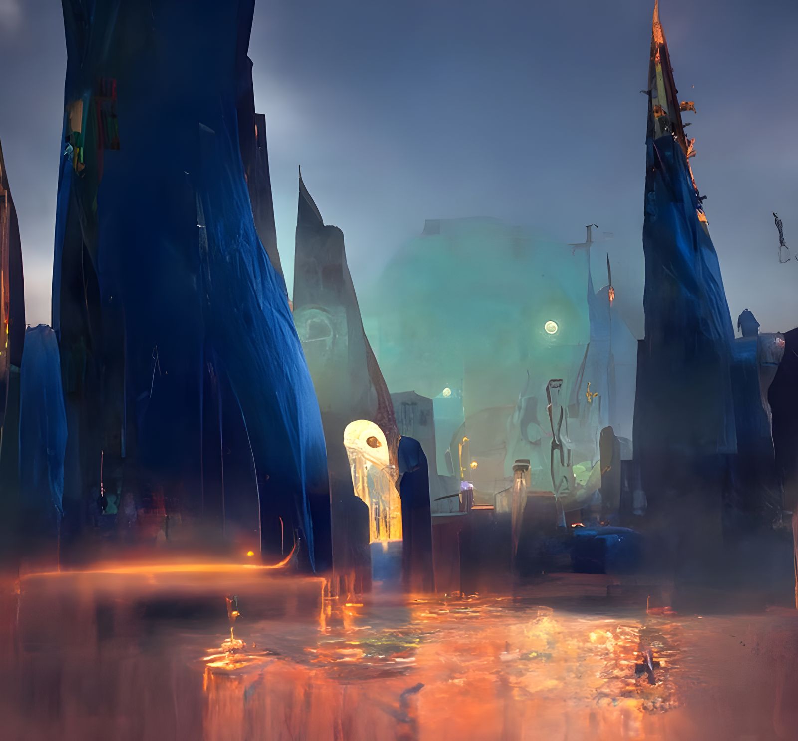 Ghost in Blue Night, Hyperrealistic Digital Art