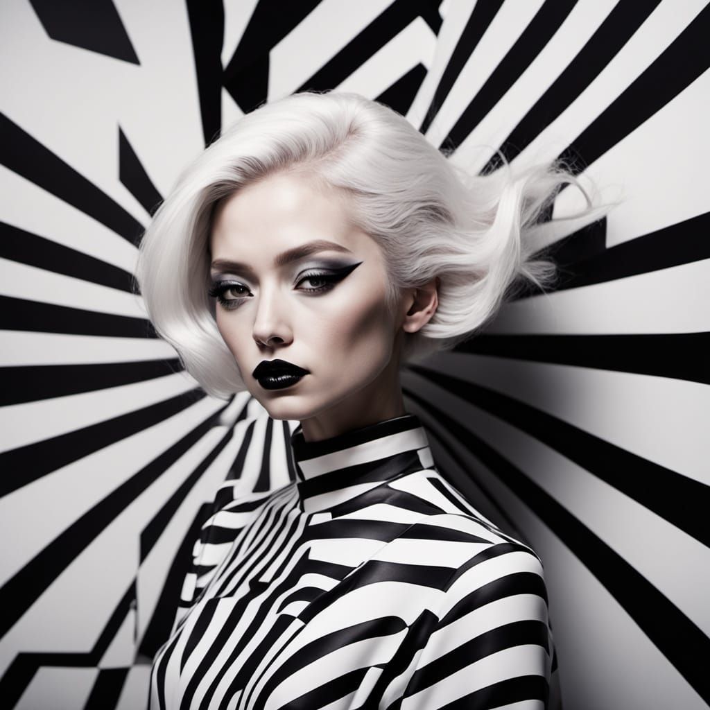 Optical Illusion Portrait of Woman in Geometric Style