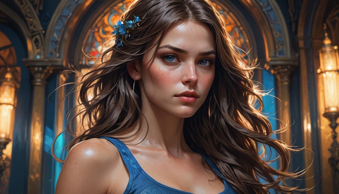 Detailed Portrait of a Brown-Haired Woman