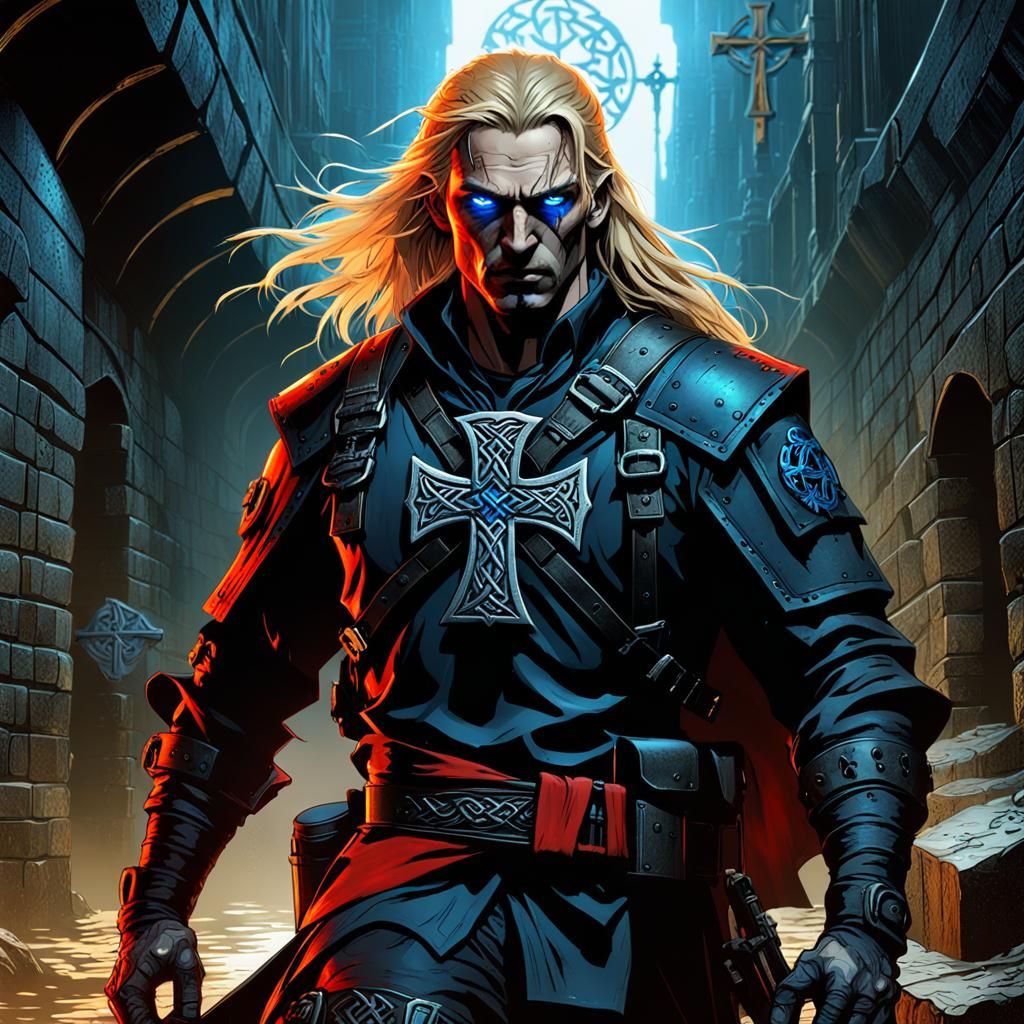 Vampire Hunter in Sewer, Dark Fantasy Concept Art