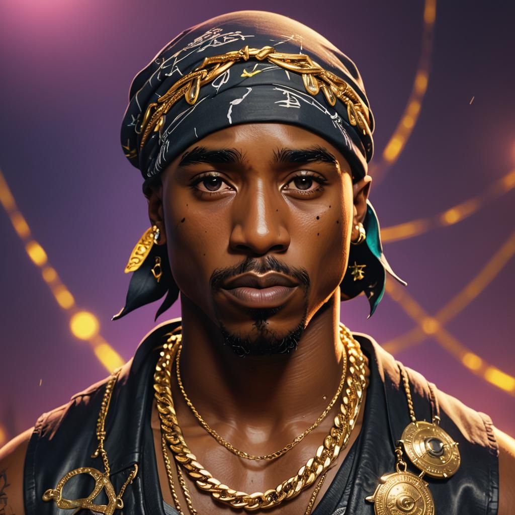 2 Pac Portrait in Pixar-Style 3D Digital Art