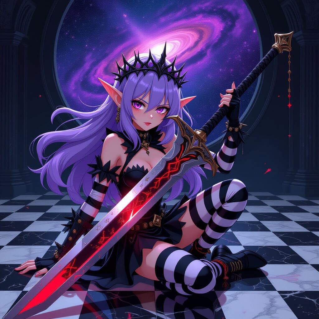 Gothic Elf Princess in Epic Impressionist Masterpiece Style