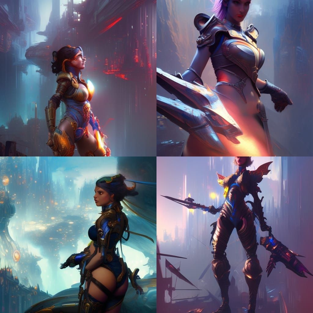 Cyberpunk Dragonknight: PowerGirl in Hyperdetailed Digital A...