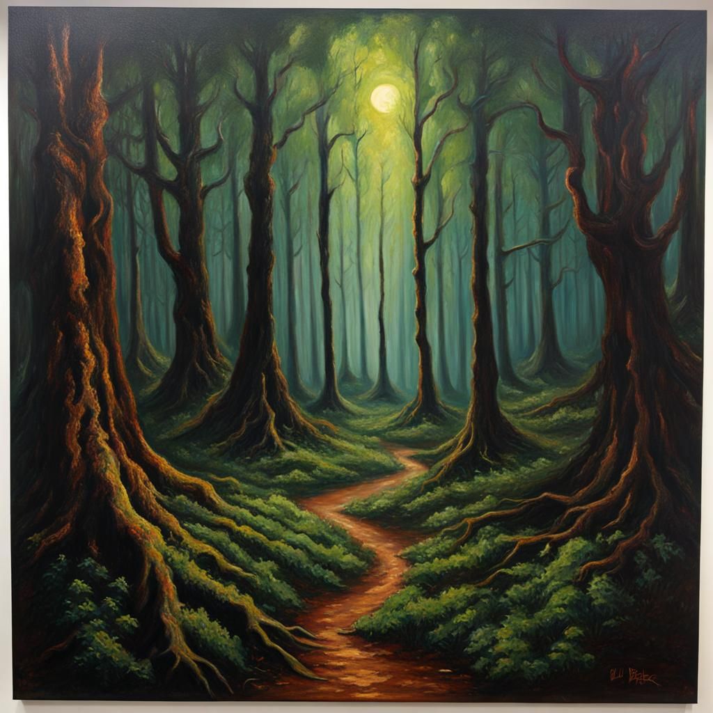 Eldritch Forest in Oil Painting Style