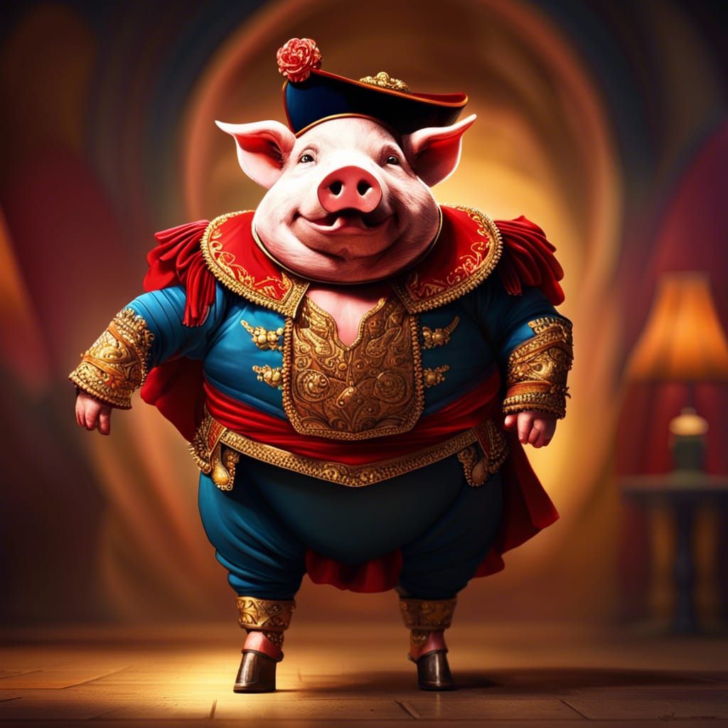 Pig in Matador Costume: Hyperrealistic Concept Art