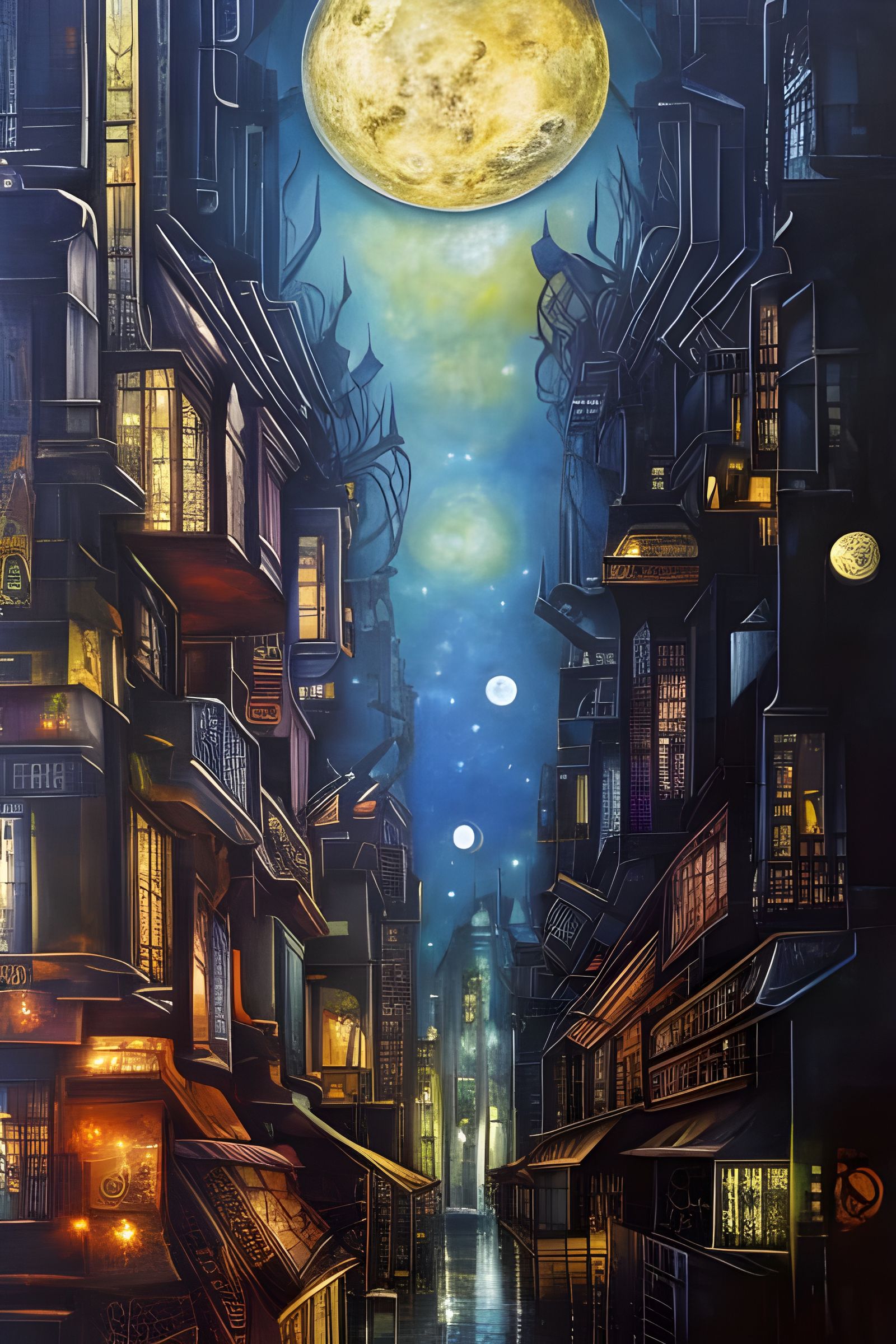 Noir Cityscape in Giger Style