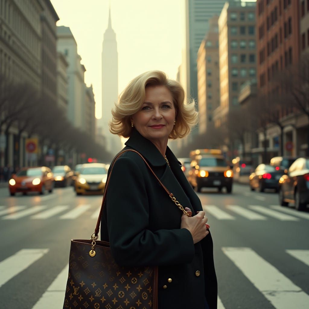 Luxurious Woman Exudes Confidence on City Street