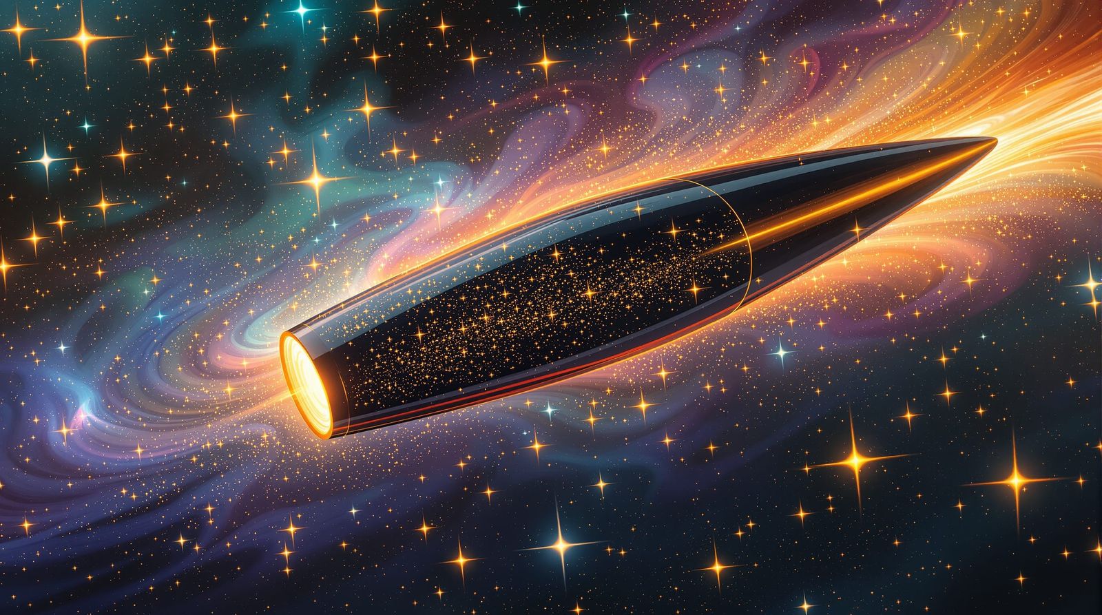 Sleek Obsidian Interstellar Express in Klimt Style