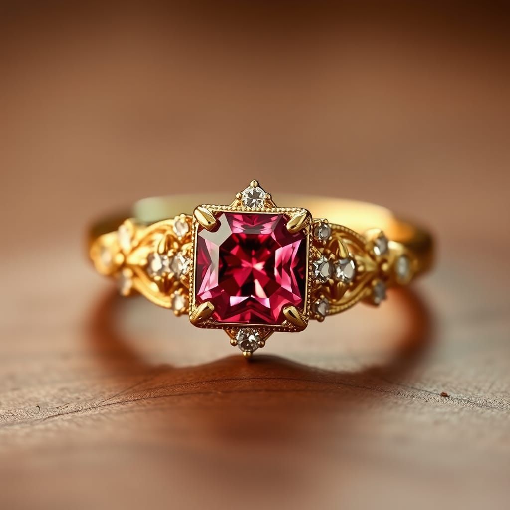 Art Deco Watermelon Tourmaline Diamond Engagement Ring