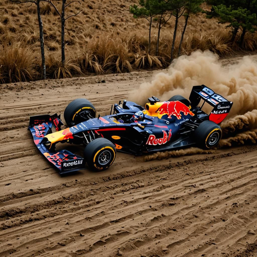 Formula 1 Car Racing Through Autumn Forest