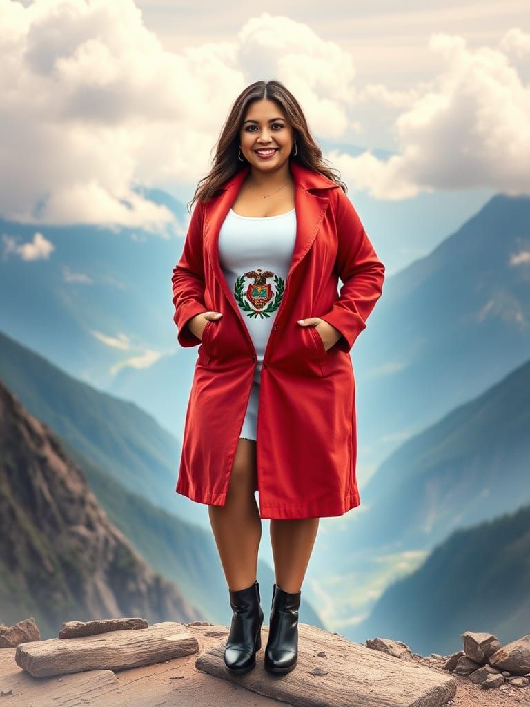 Detailed Watercolor Portrait of a Latina Woman in Peru