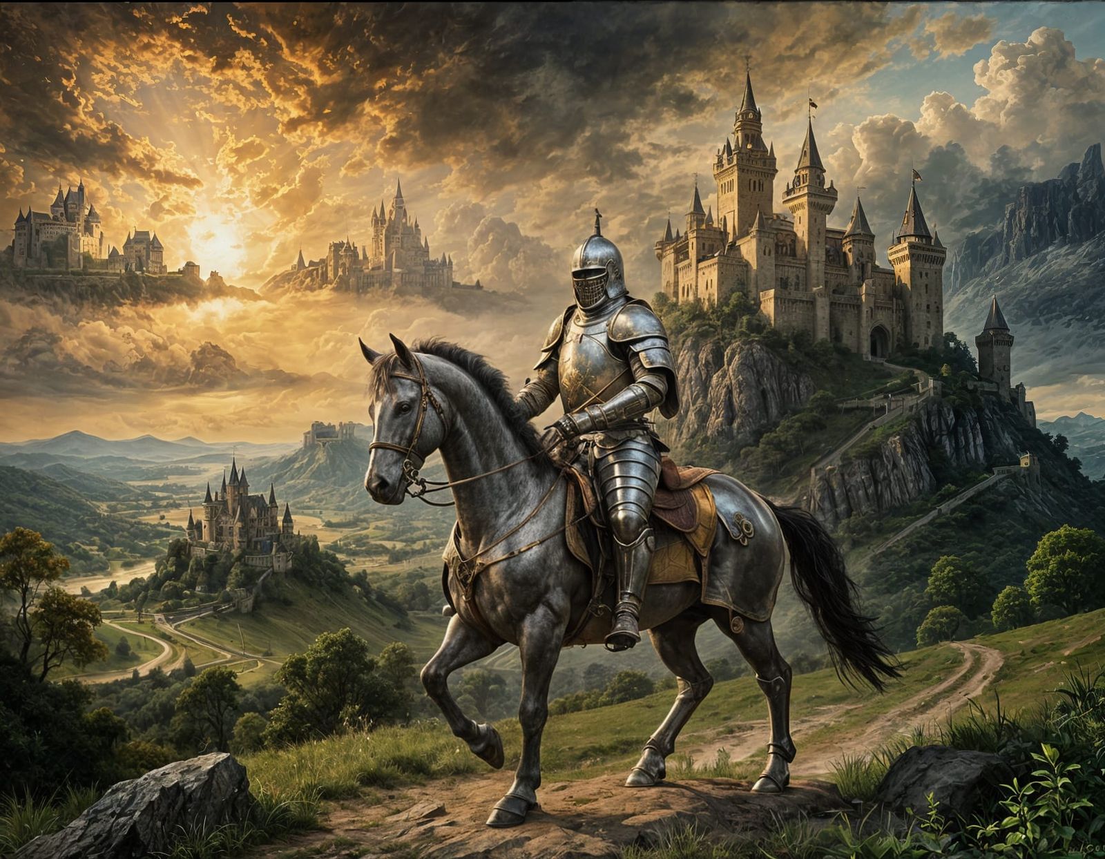 Baroque Knight Rides to Forbidding Hill Castle