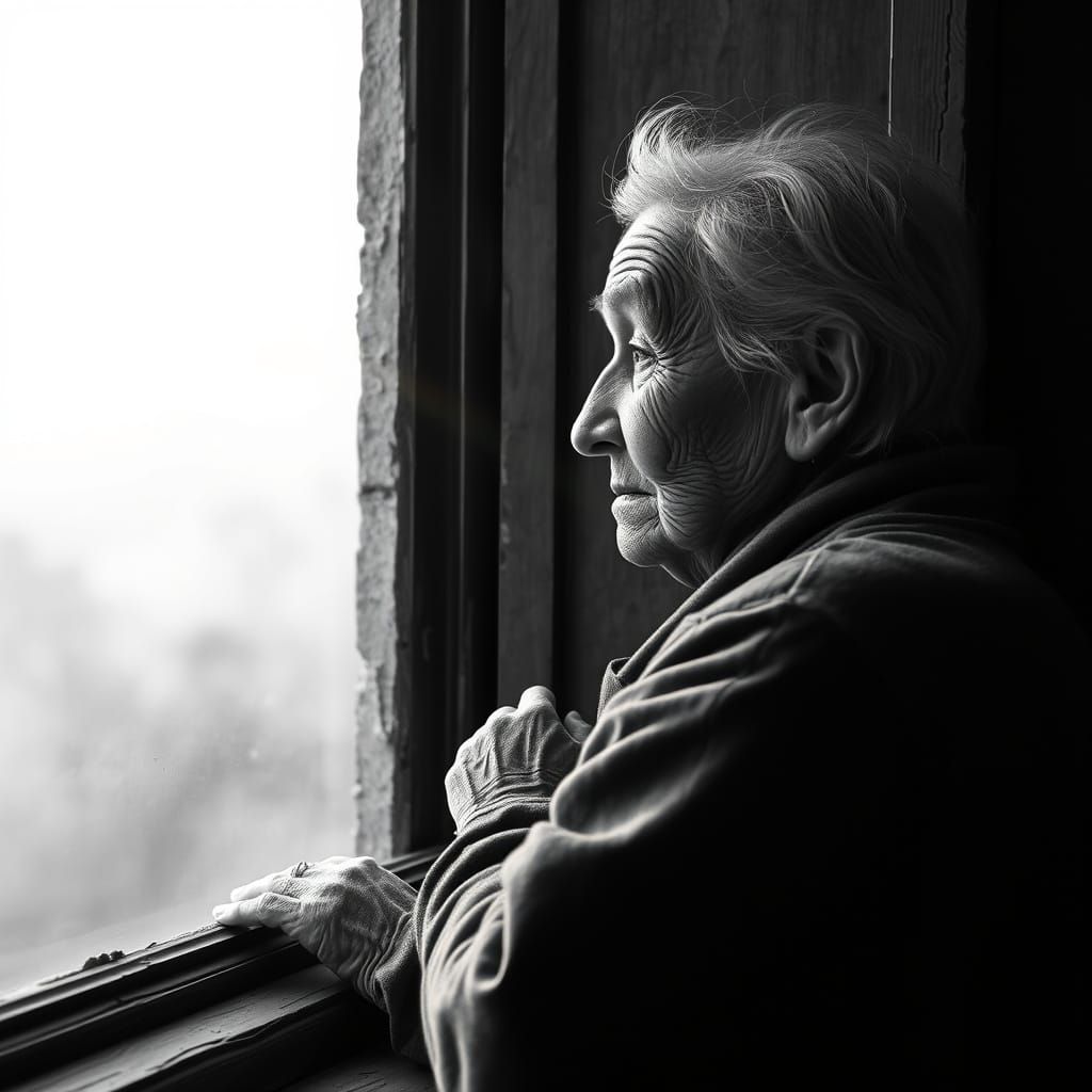 Wistful Elderly Woman in Soft Focus