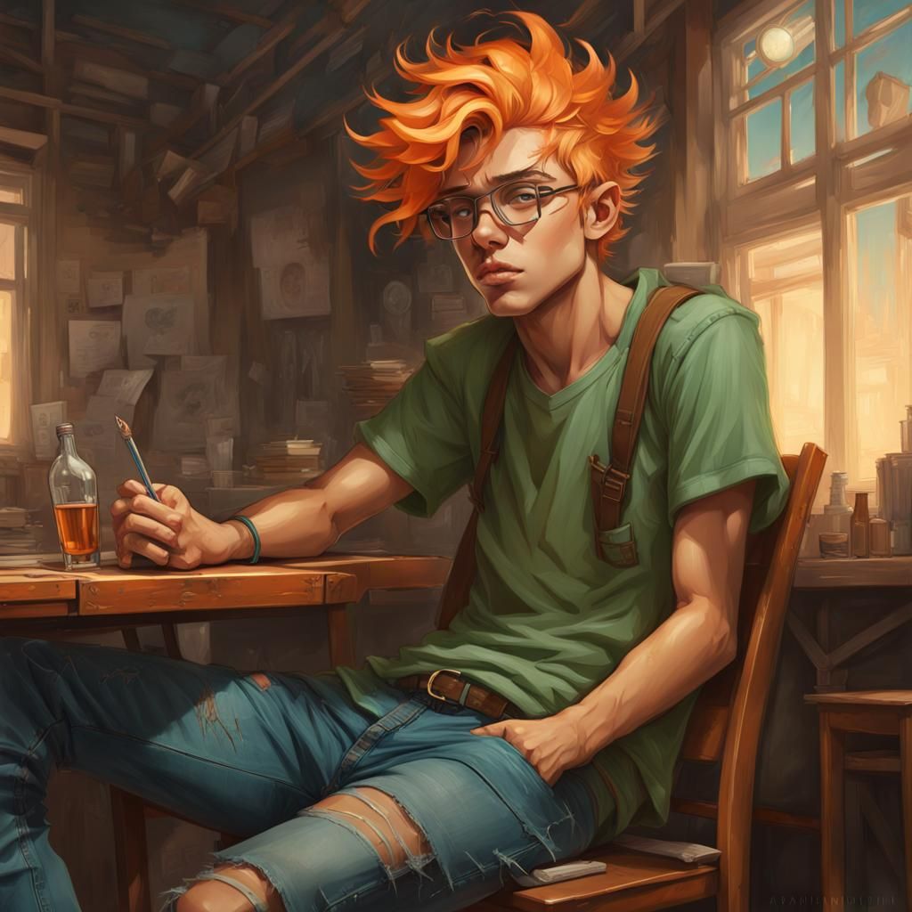 Teenage Boy Portrait with Steampunk Glasses