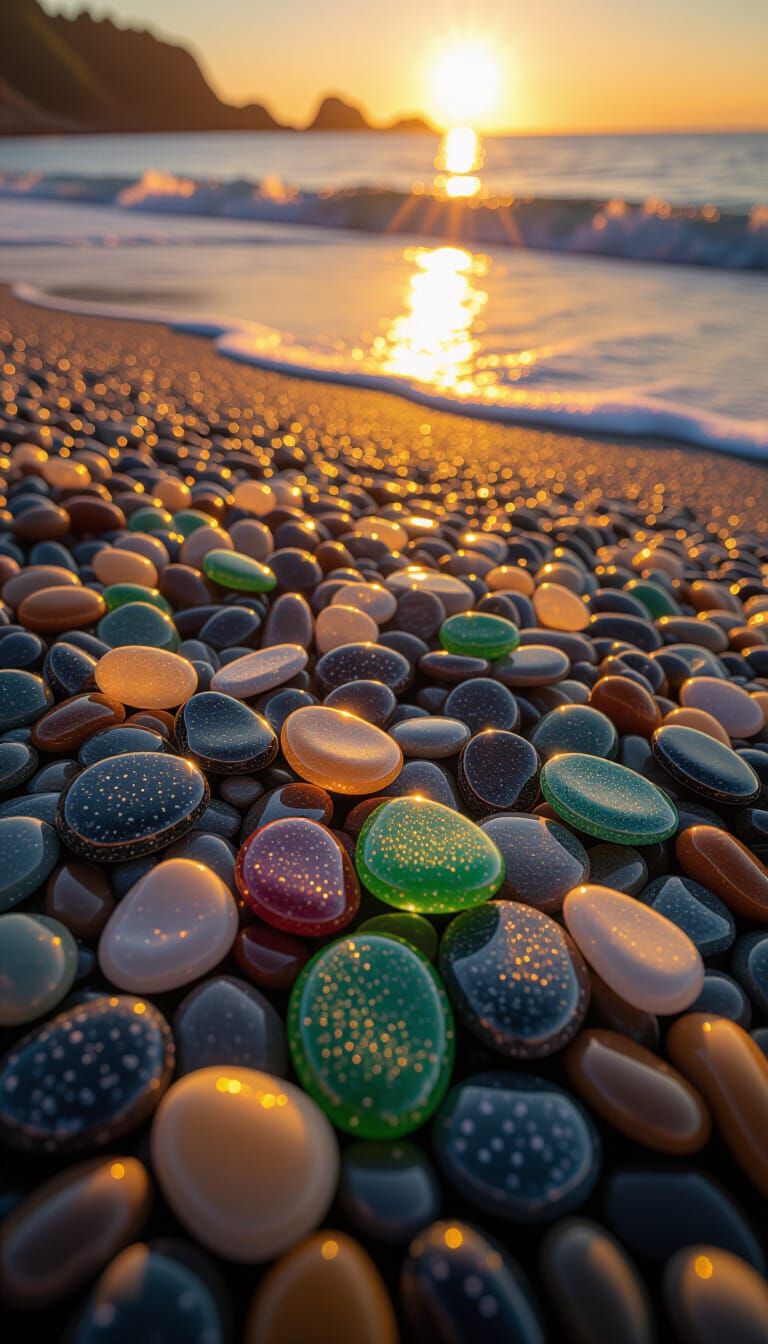 Glass Beach Aerial View with Glistening Sea Glass