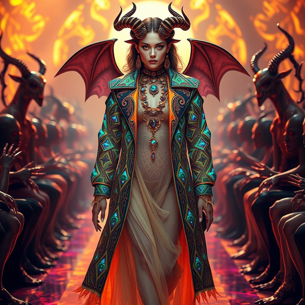 Surreal Goddess Struts in Vibrant, Otherworldly Fashion