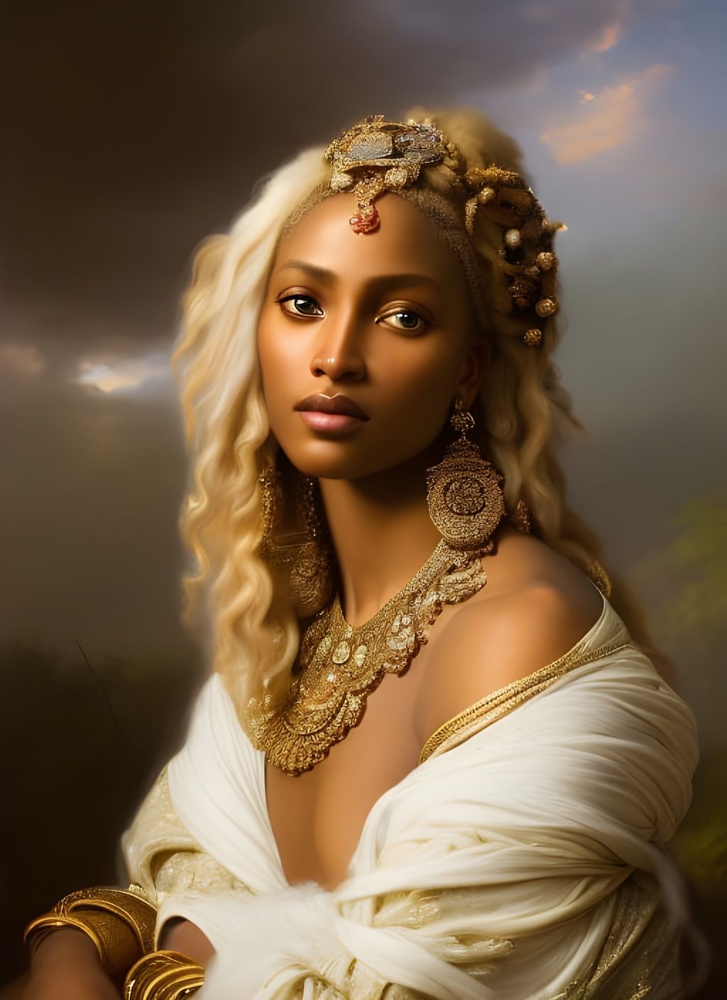 Hyperrealistic Portrait of a Somalian Goddess