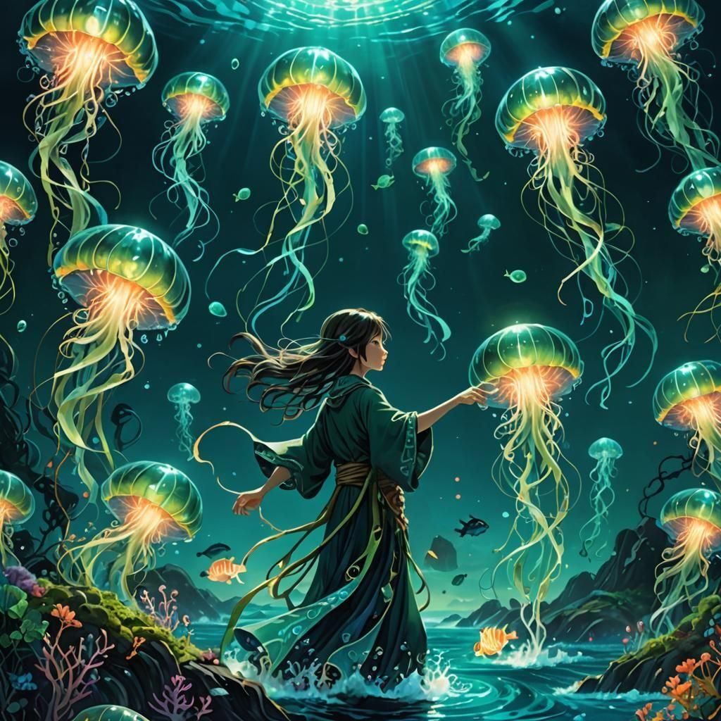 Fish-Folk Druid in Ocean Depths