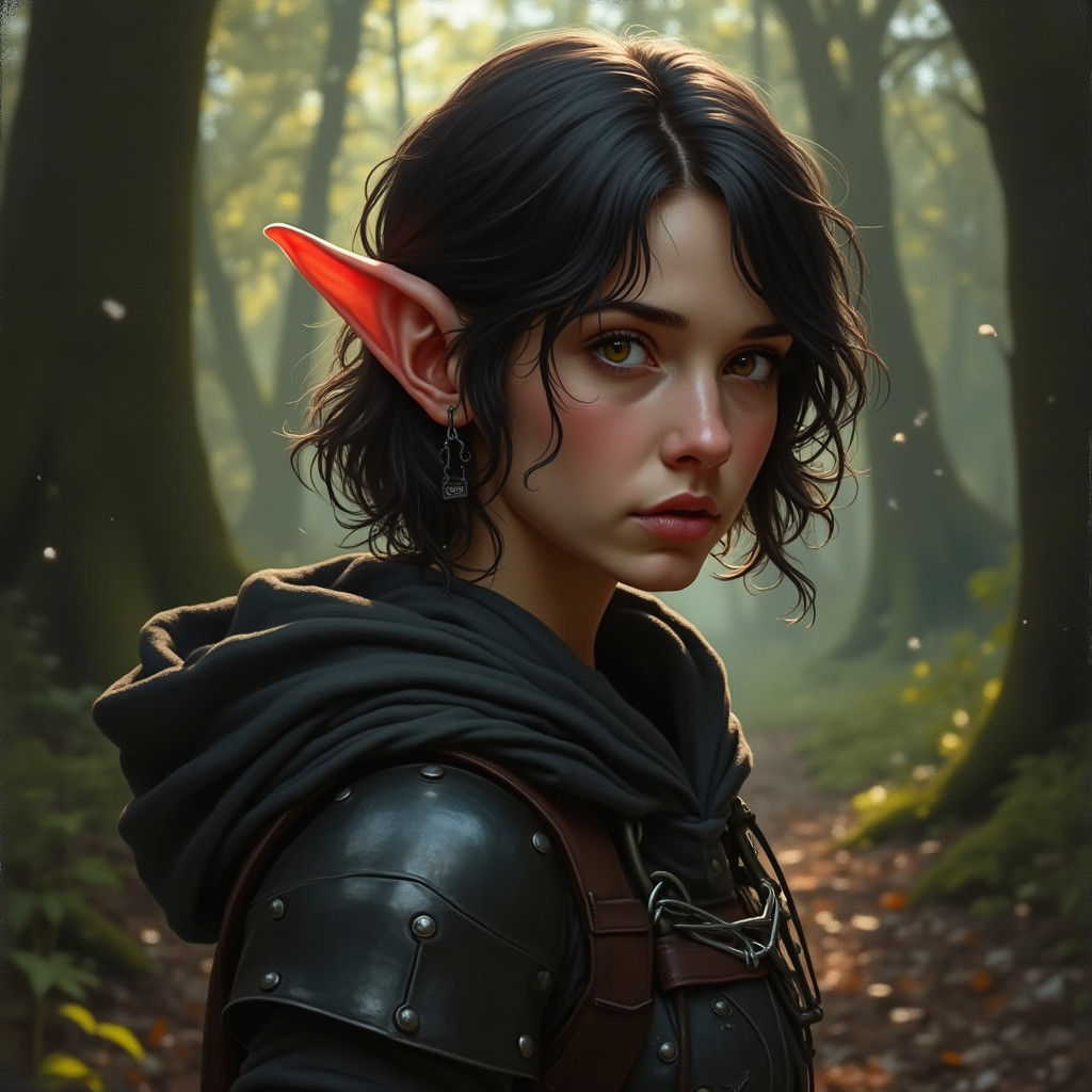 Mystical Elf Woman in Forest: Fantasy Concept Art