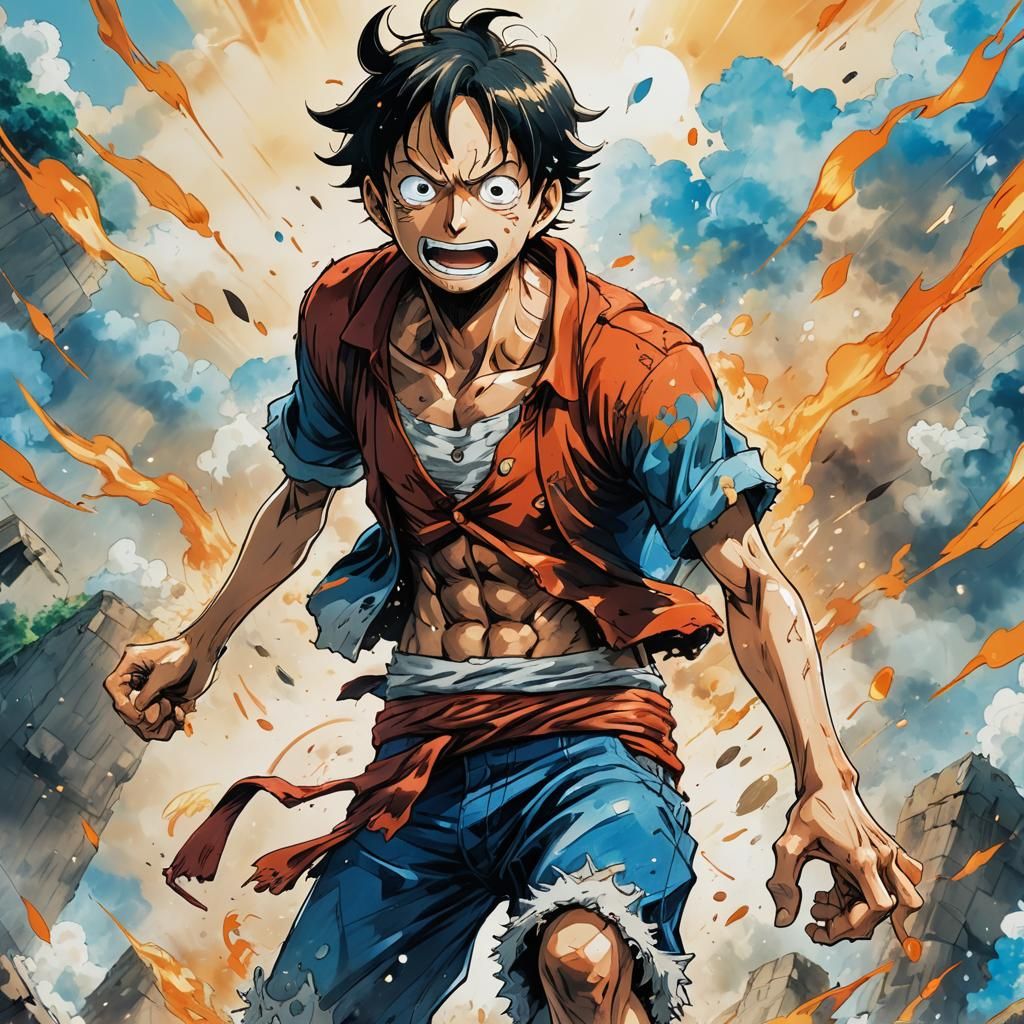Monkey D. Luffy in Vibrant Anime Style