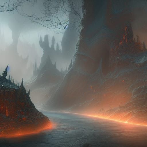 Fantastical Matte Painting of Depression in Deep Color