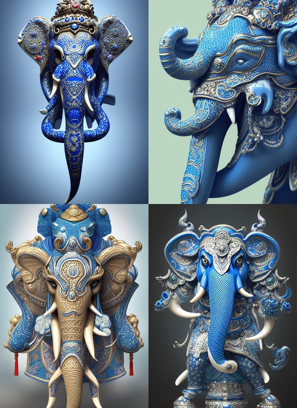 Ganesh in Porcelain Cyborg Armor