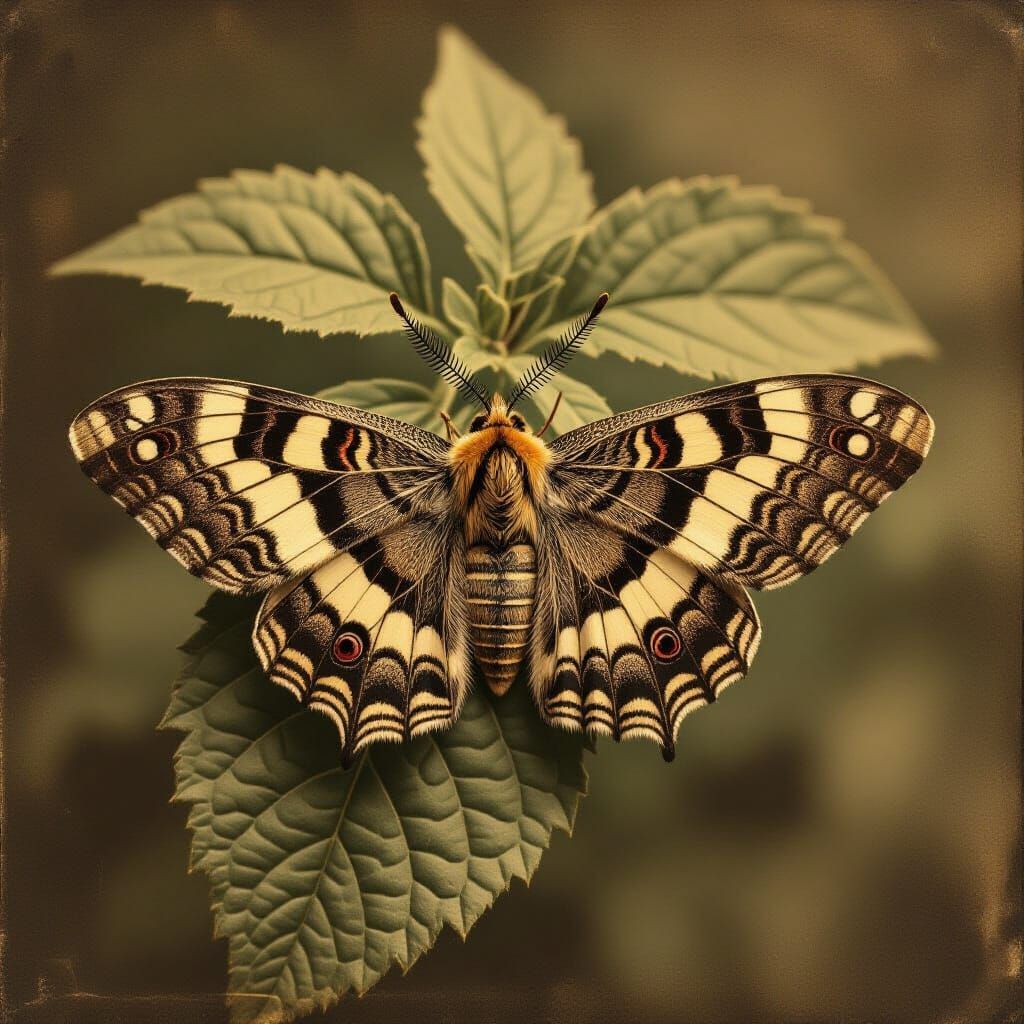 Death's Head Moth in Sepia Daguerreotype Style