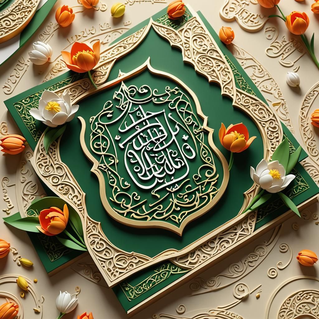 3D Logo with Children Reading Quran