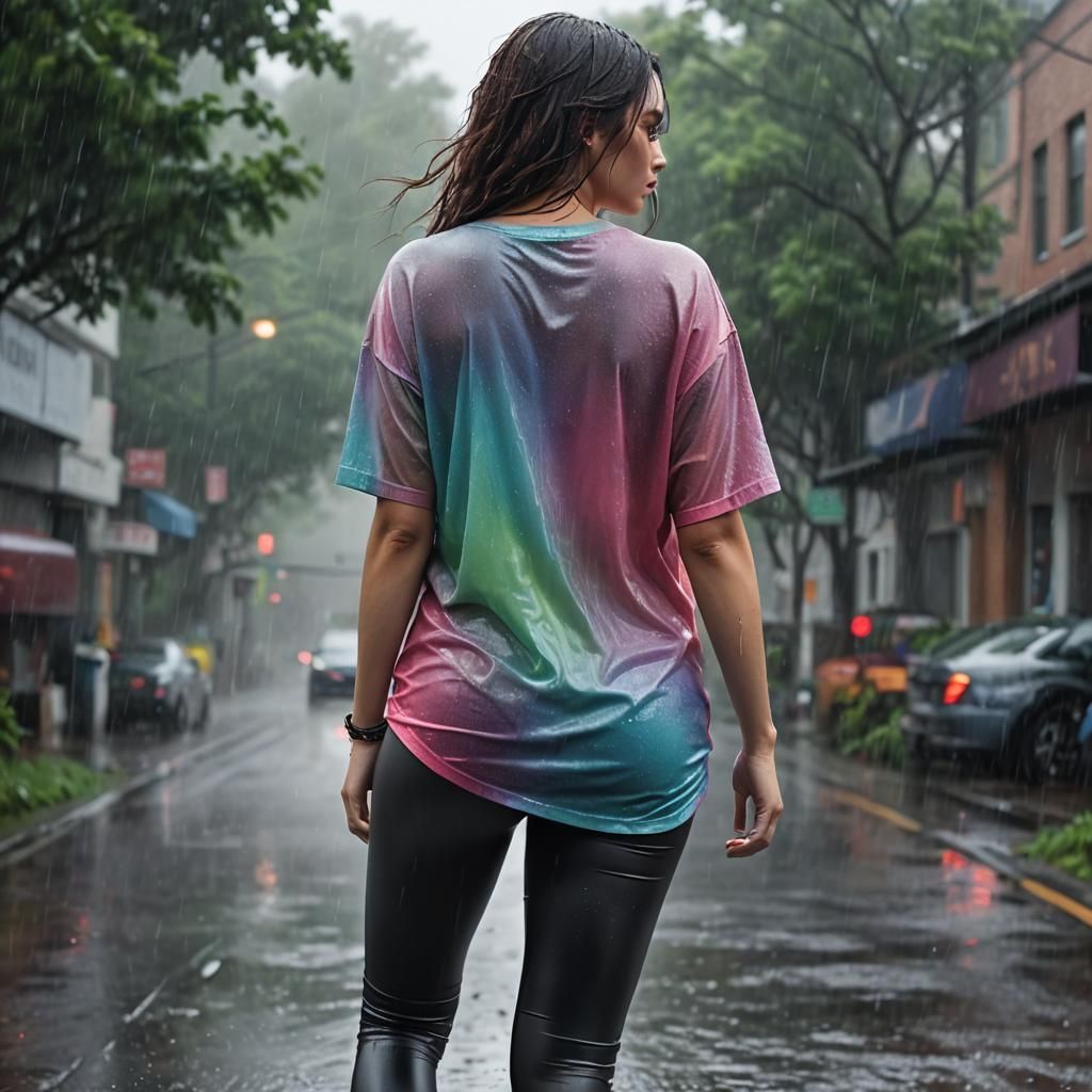 Woman in Wet Clothes in Hyperrealistic Digital Art