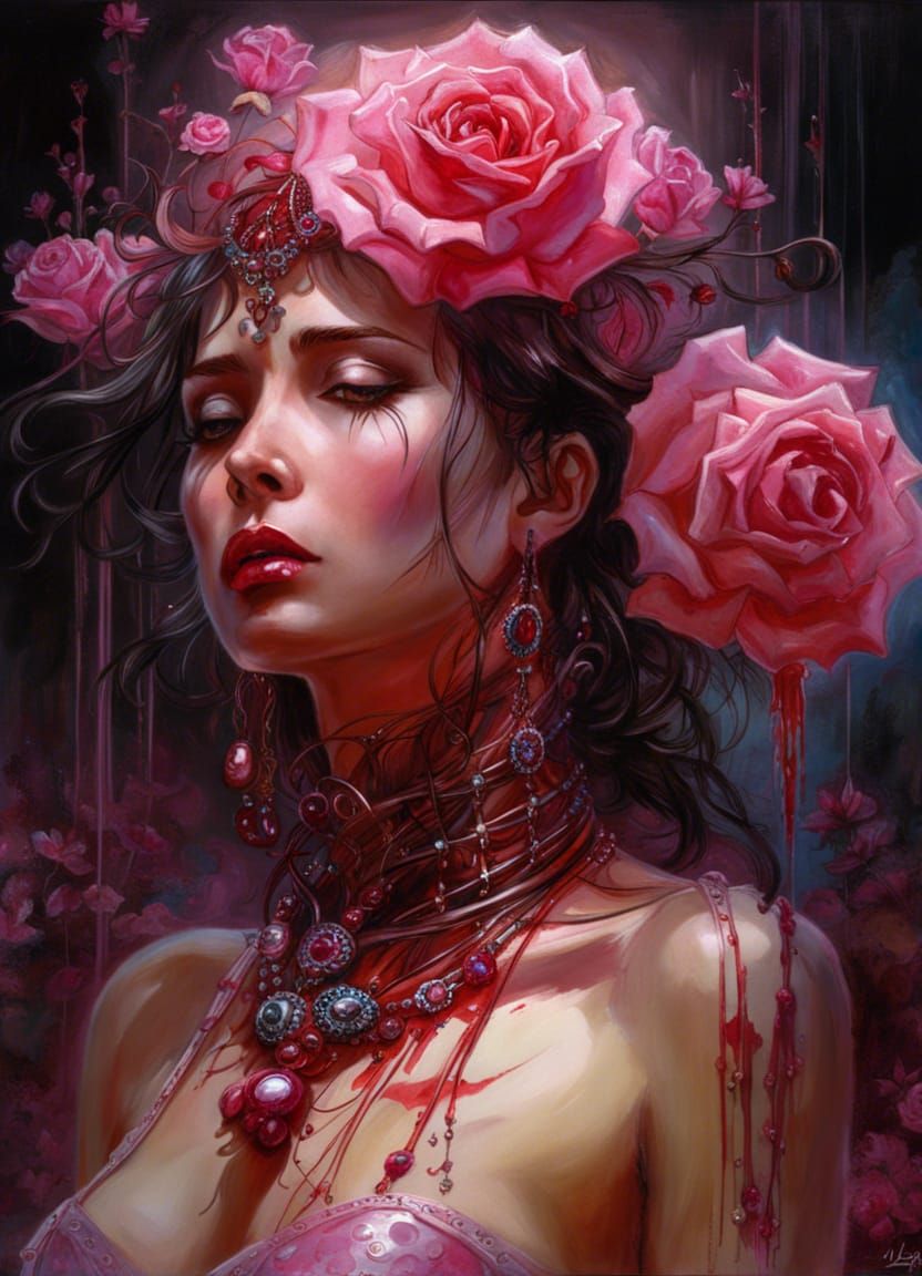 Macabre Gemstone Portrait in Graffiti Art Style