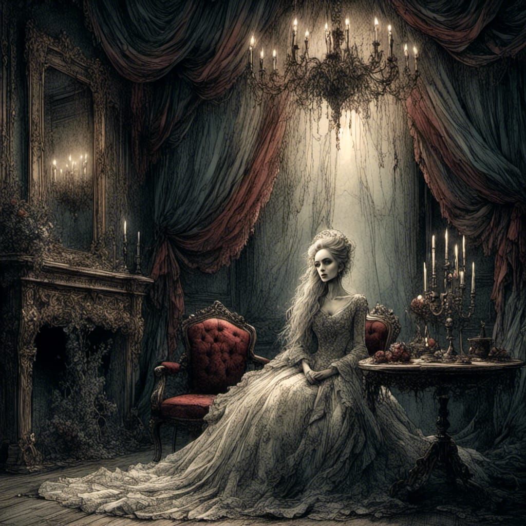 Eerie Gothic Portrait of Miss Havisham