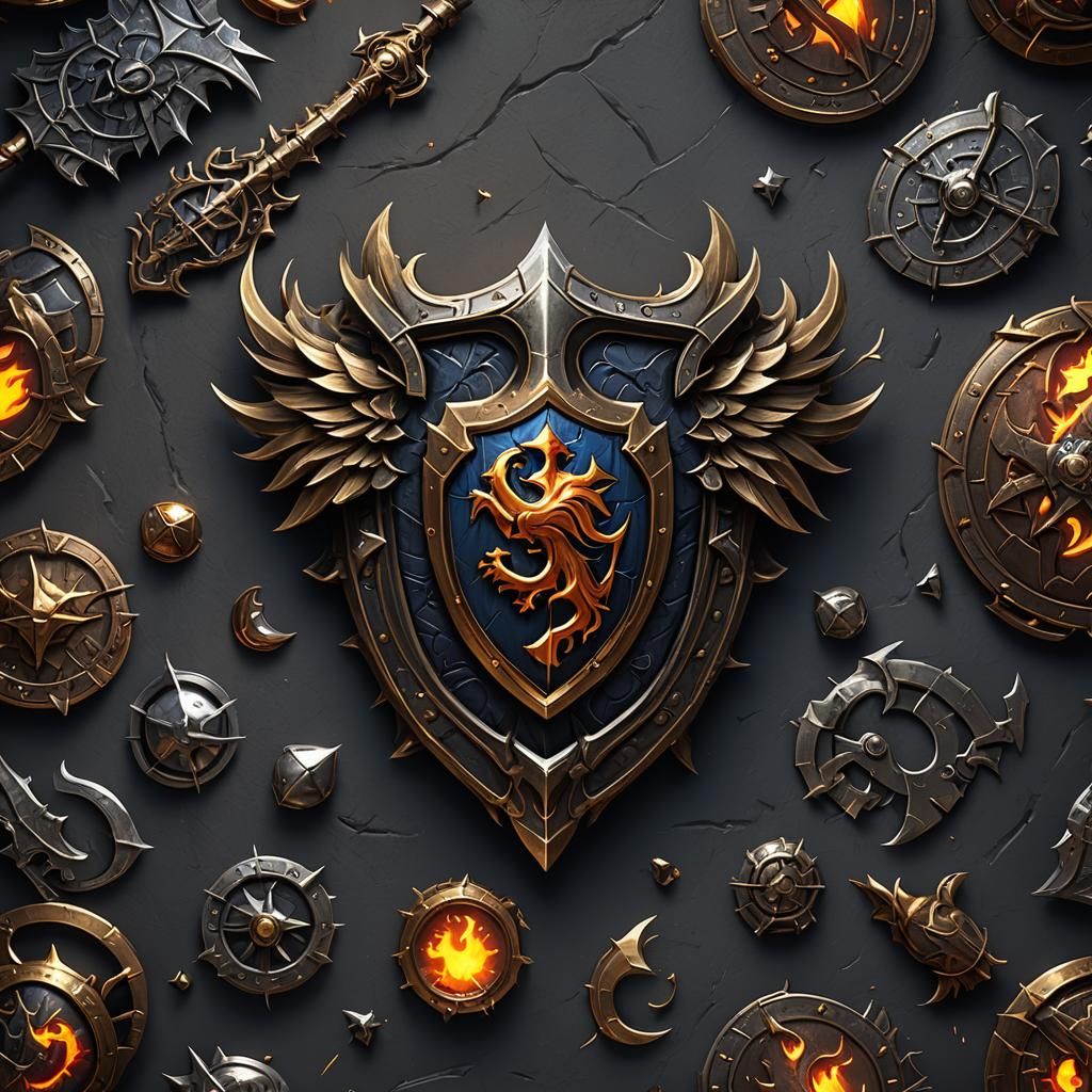 Dark Knightz Logo: Phoenix, Shield, Knight, Medieval Art