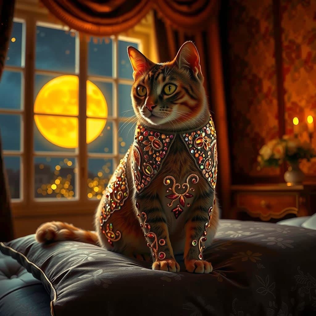 Enchanted Ginger Tabby Cat in a Magical Room