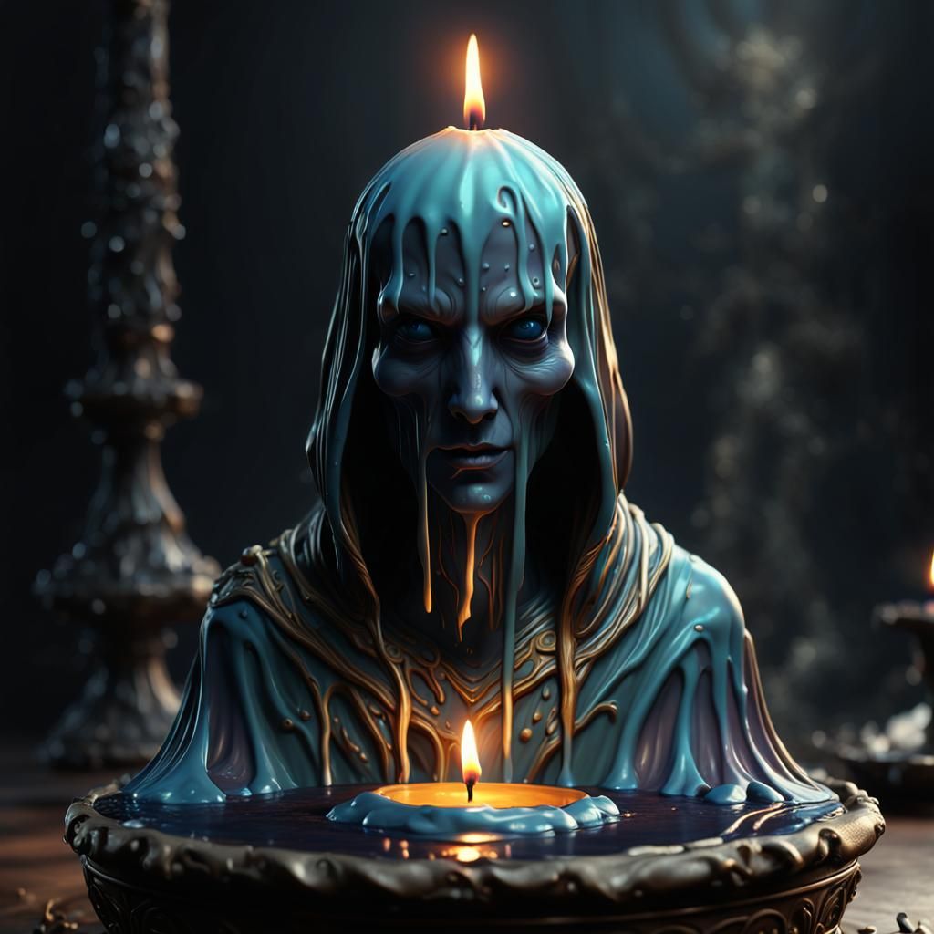 Melting Candle Wax Faceless Shadow: Detailed Matte Painting