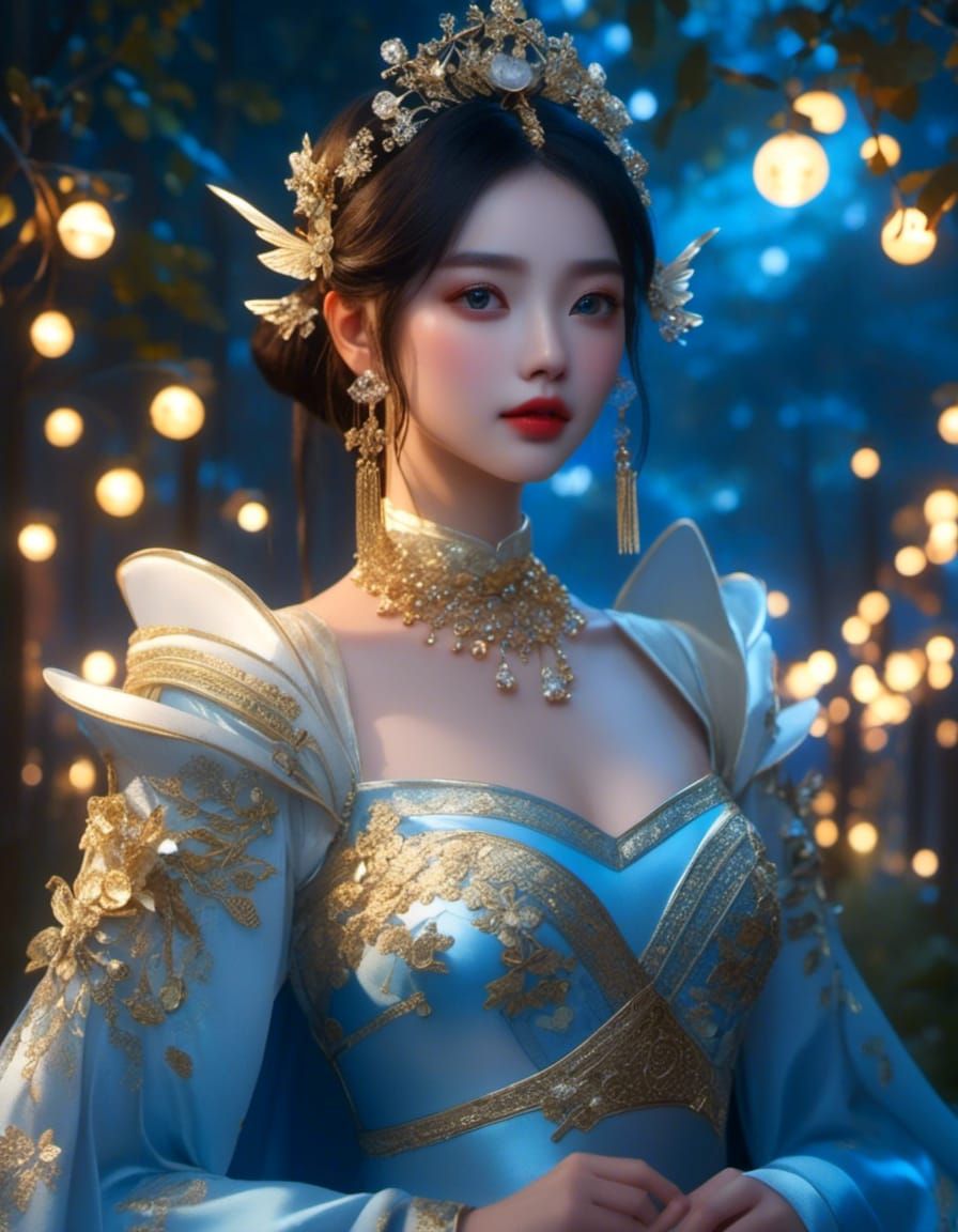 Xianxia Princess Portrait with Twinkling Lights