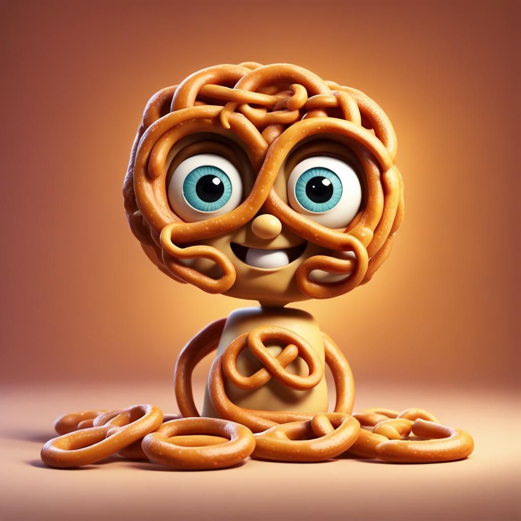 Pretzel Man: 3D Render in Pixar Style