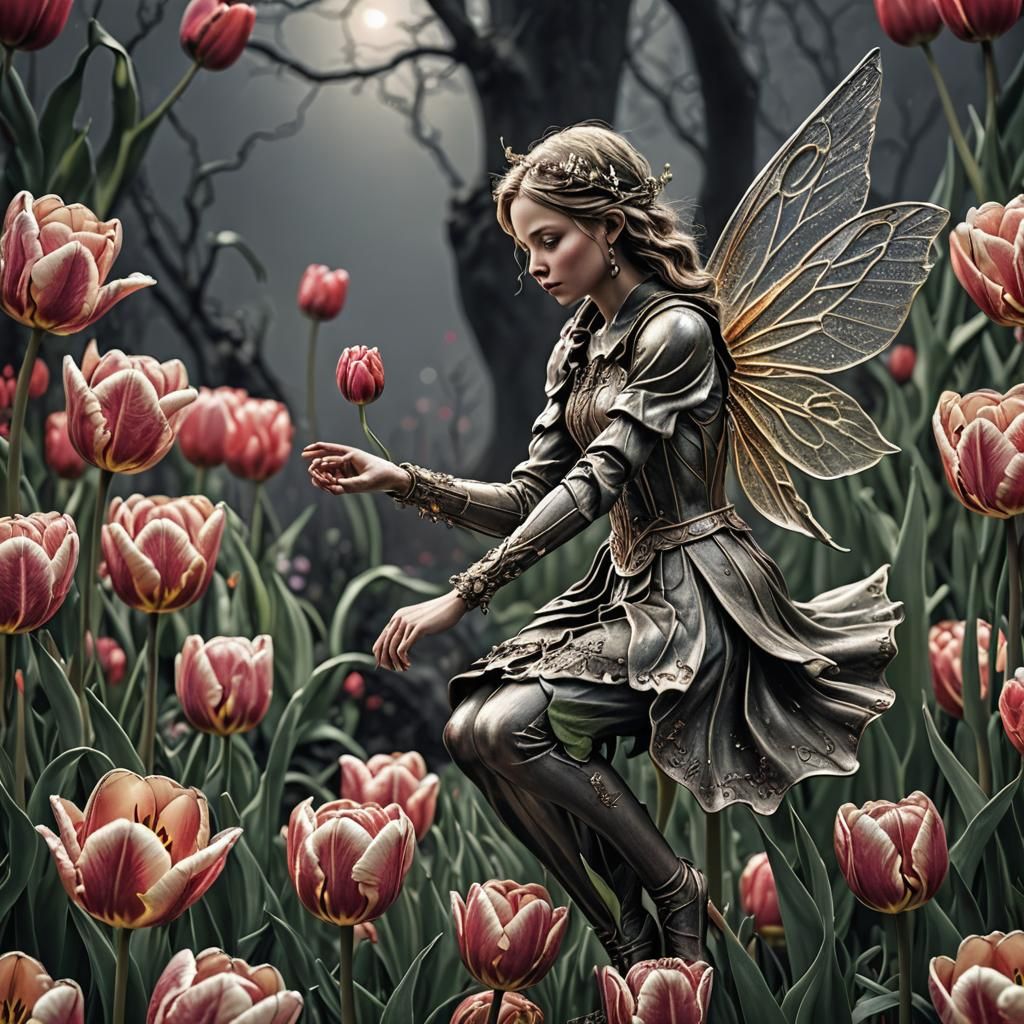 Intricate Tulip Fairy in Hyperrealistic Style
