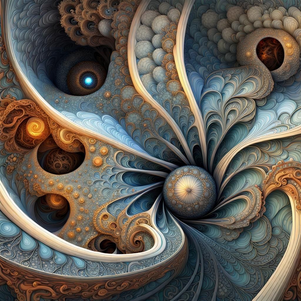 Abstract Fractal Painting with Ethereal Light