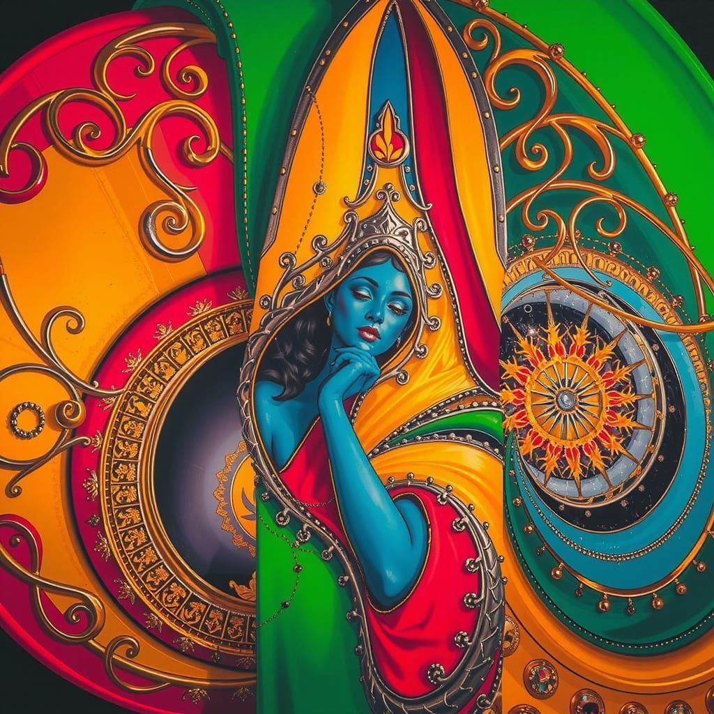 Opulent Filigree Sculpture with Vivid Reflections