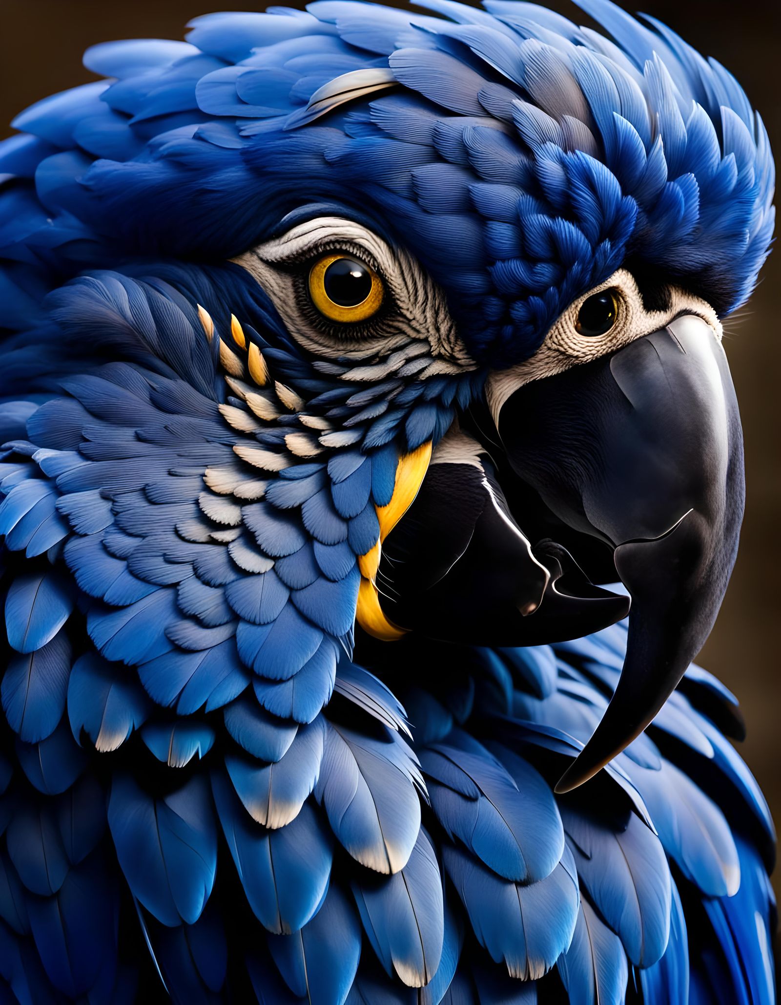 Stunning Hyacinth Macaw Portrait in Hyperrealistic Detail
