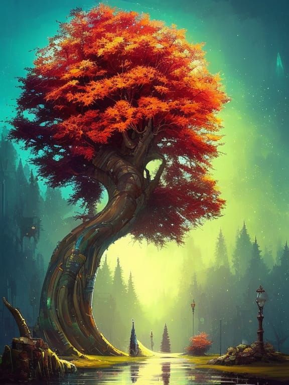 Crystal Bonsai Tree Digital Masterpiece