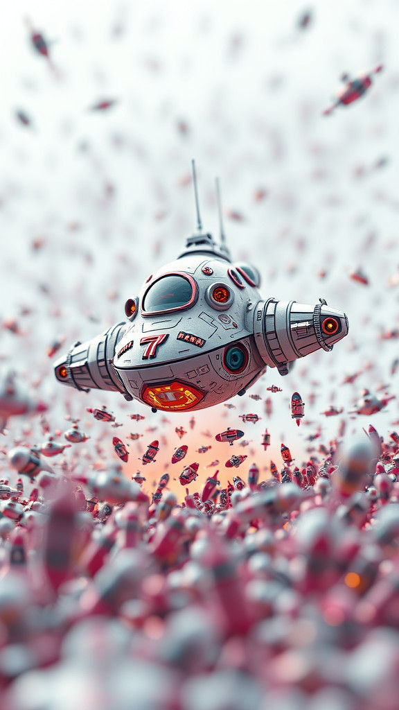 Whimsical Spaceship in 3D Doodle Style