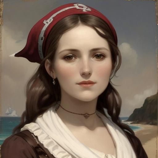 Woman with Pirate Scarf by the Sea, 19th Century