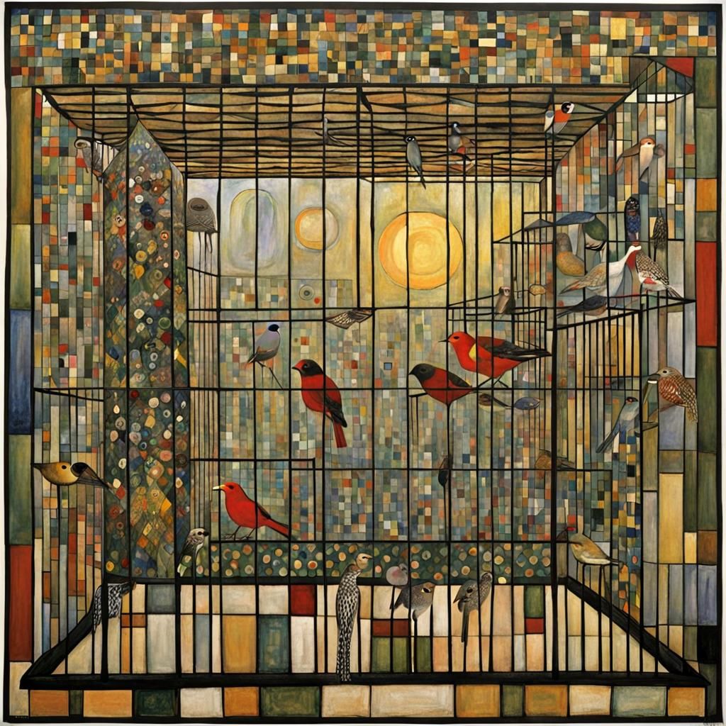Abstract Figurative Cage Blending Art Styles